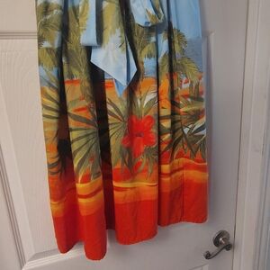 Tropical Print Maxi Skirt in Orange and Blue
